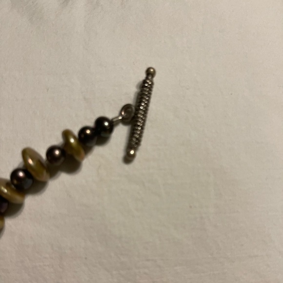 Beautiful beaded bracelet grey and gold colored pearls with toggle clasp - Picture 3 of 4